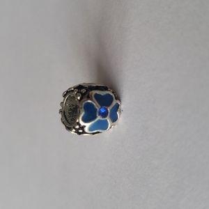Blue Flower Bead Charm Spacer Silver Fit Pendora & Eupropean Chain Bracelet